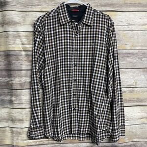 Victorinox Shirt Mens Large Plaid Button Up Tailored Fit Stretch Casual Workwear